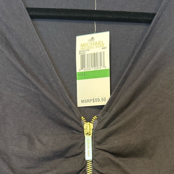 Michael Kors Navy Long Sleeve Blouse with Zipper - Picture 2 of 2